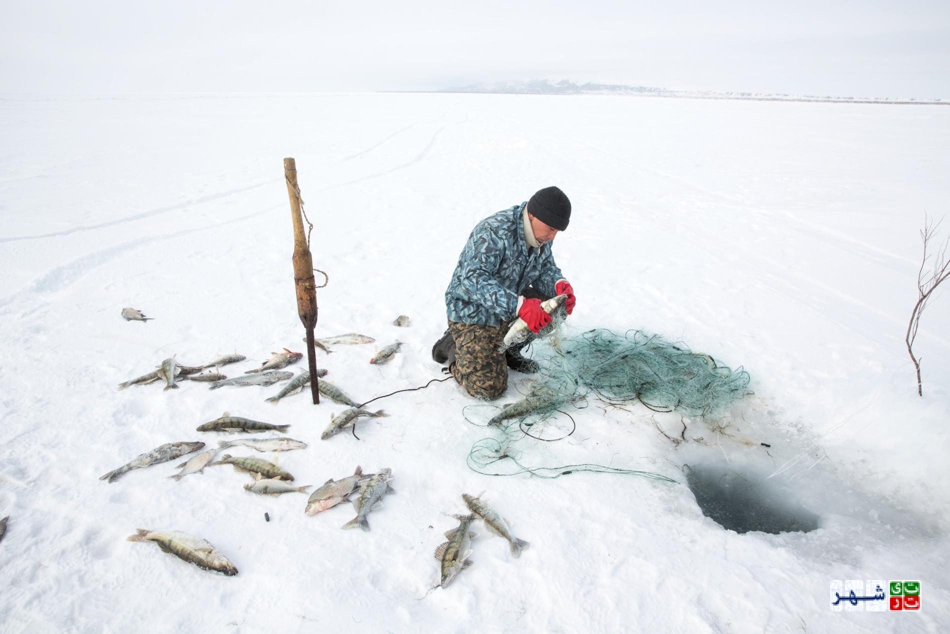 ماهیگیری از رودخانه‌های یخی قزاقستان