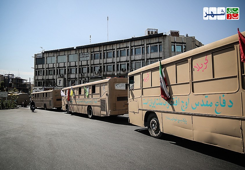 روایت روزهای دفاع مقدس با مانور شرکت واحد اتوبوسرانی شهر تهران/ گزارش تصویری